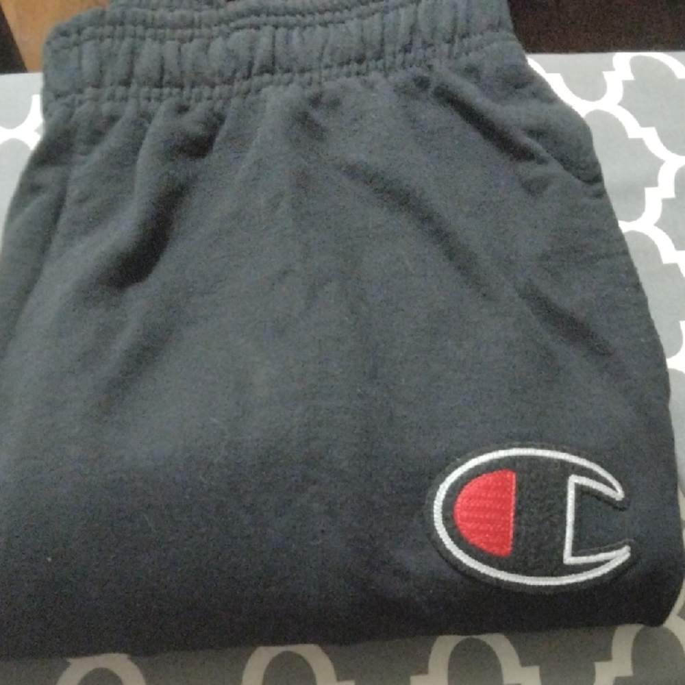 Champion Black Sweatpants with Red Logo
